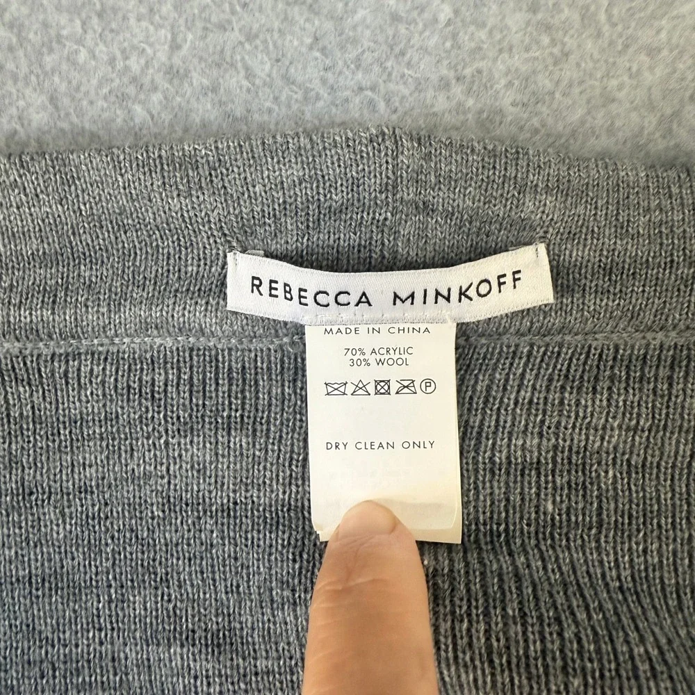 Rebecca‎ Minkoff Womens Gray Knit Drape Wrap Shawl Open Front Wool Blend Soft